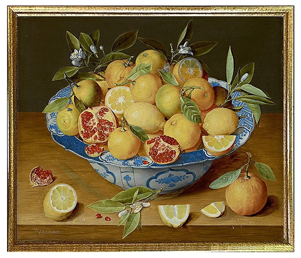 Hundock Still Life with Oranges & Pomegranates Fine Art Print