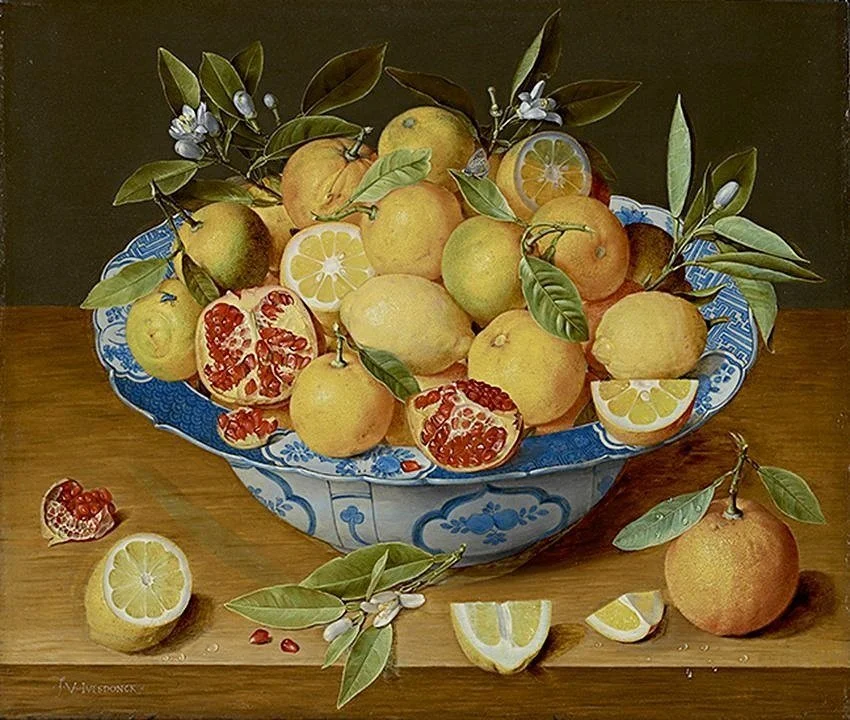 Hundock Still Life with Oranges & Pomegranates Fine Art Print