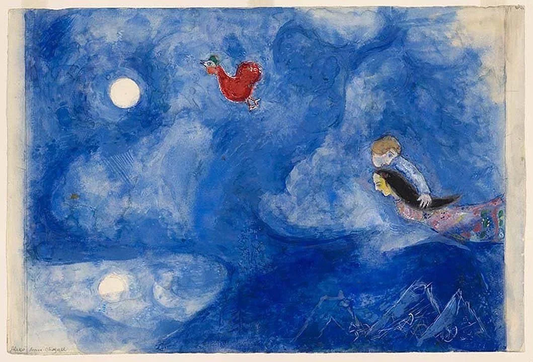 chagall aleko & zemphina by moonlight fine art print