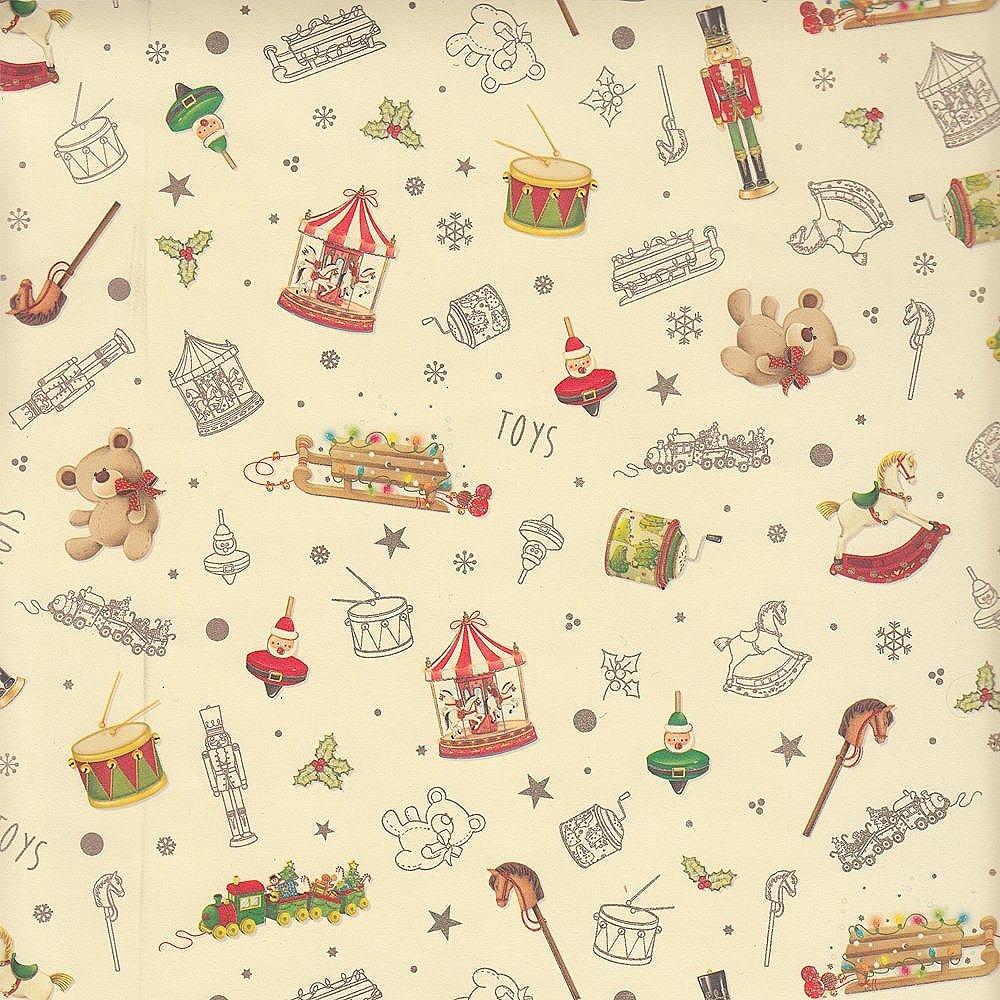 vintage toys Italian christmas gift wrap sheet — MUSEUM OUTLETS