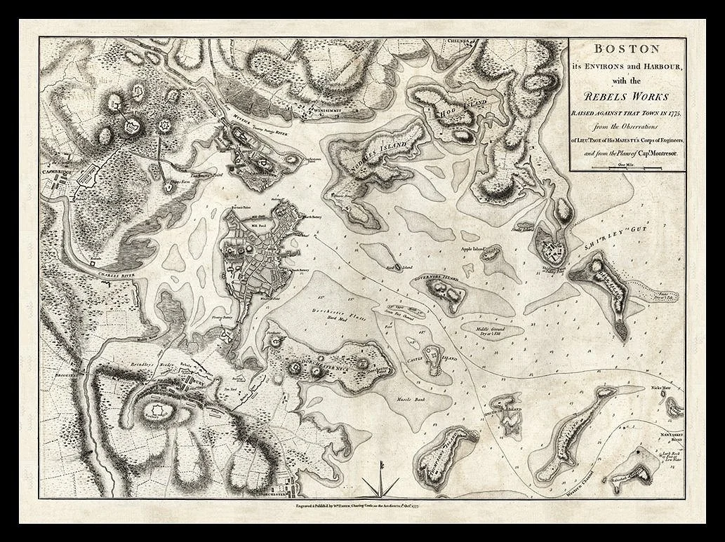 1777 Boston Massachusetts Antique Map