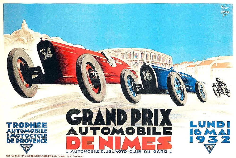 1920s Grand Prix Auto Racing Poster 1929 Dijon Grand Prix Vintage