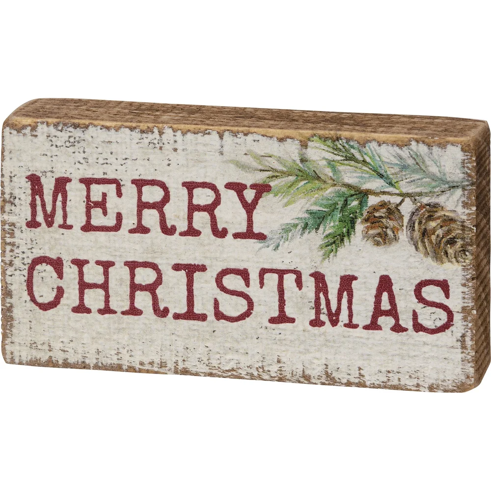 merry christmas wood block christmas decoration — MUSEUM OUTLETS