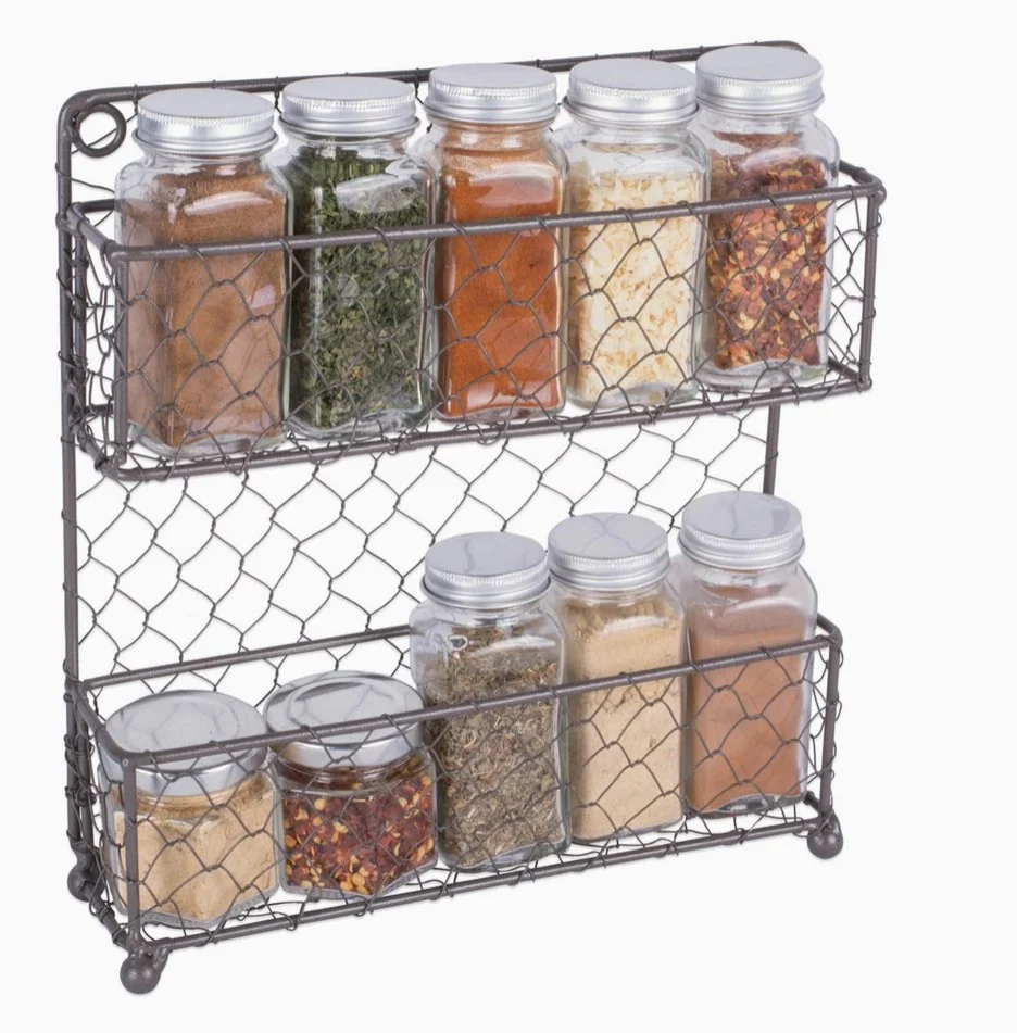 Kitchen Storage Chicken Wire Spice Rack Vintage Farmhouse Chicken