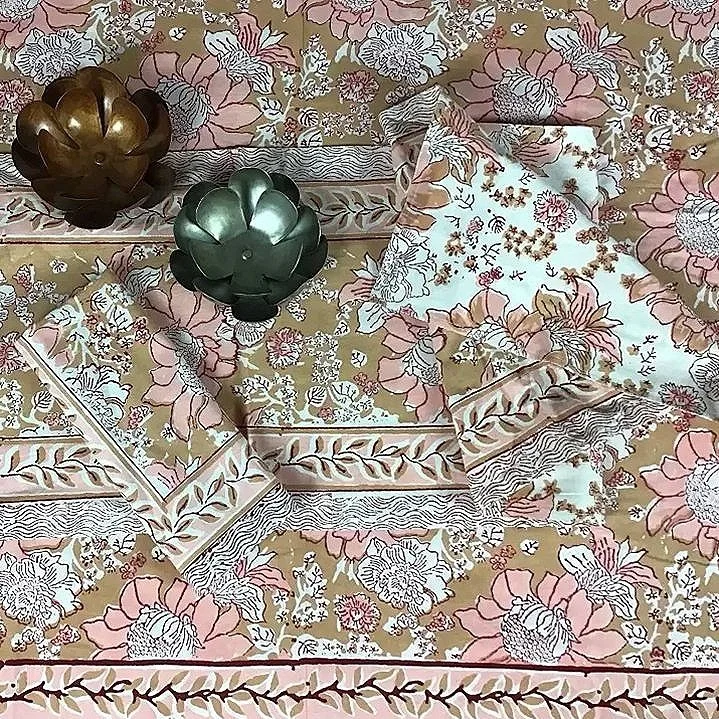 panjim hand block printed tablecloth napkins