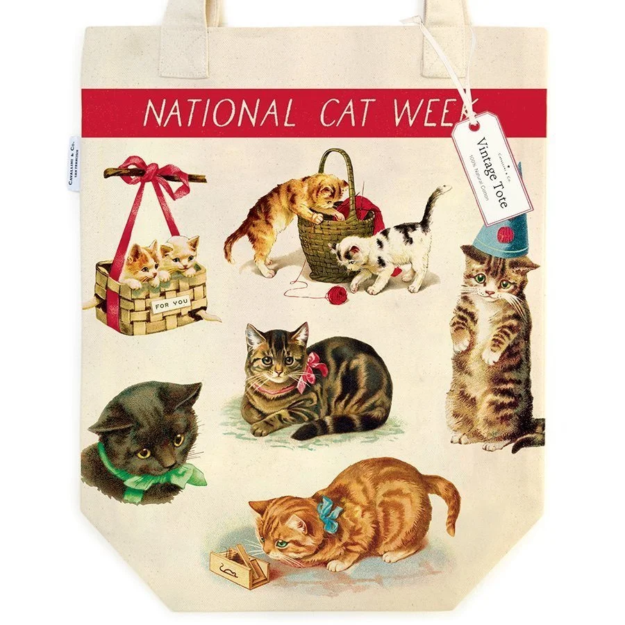 Cavallini Cats Canvas Tote Bag