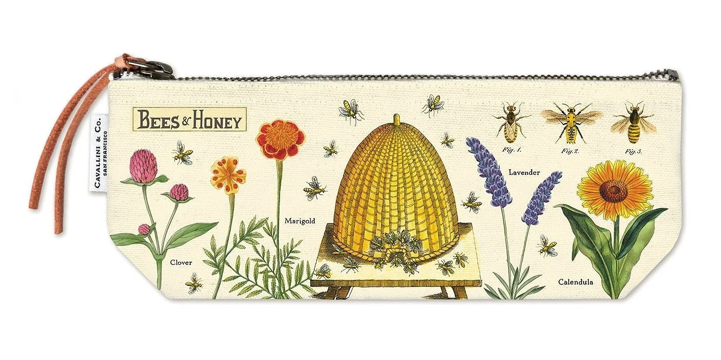 Cavallini Bees and Honey Small Canvas Pouch