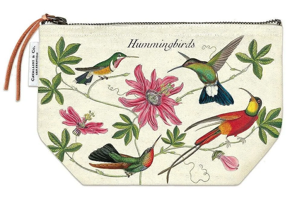 Cavallini Hummingbirds Large Canvas Pouch