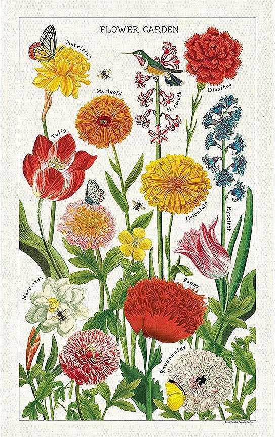 Cavallini Tea Towels Flower Garden
