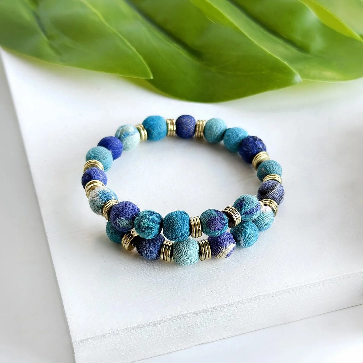 azure kantha overlap bracelet