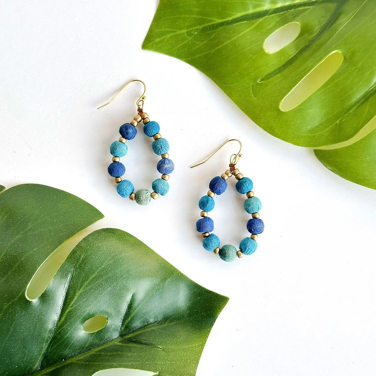 Azure Kantha Tear Drop Earrings