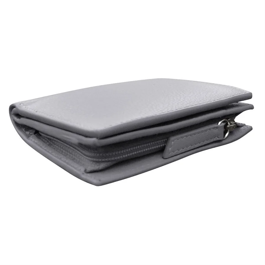 長財布 MACOI Palette snap pocket leather mini card wallet silver 24 cool grey leather small snap wallet — MUSEUM OUTLETS
