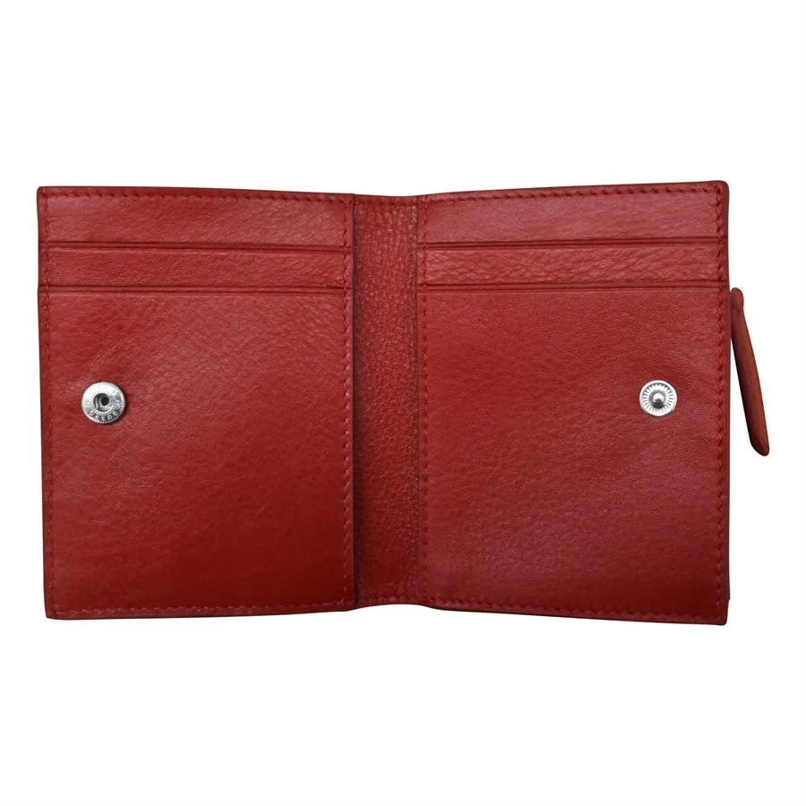 red leather small snap wallet