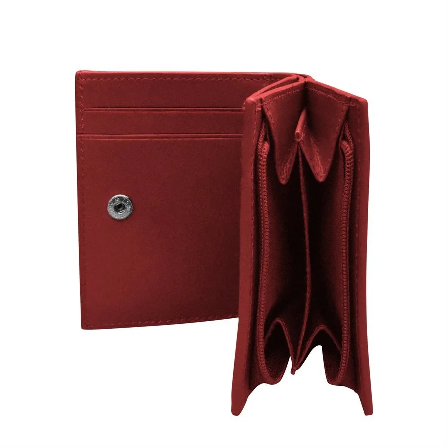 red leather small snap wallet