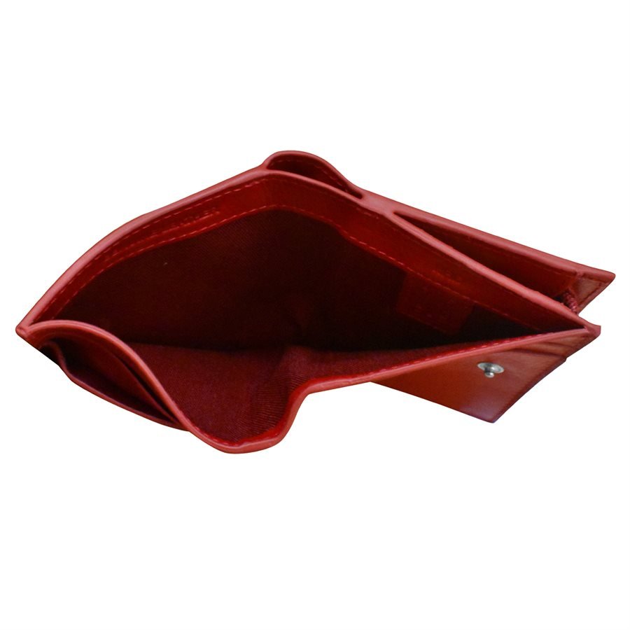 red leather small snap wallet