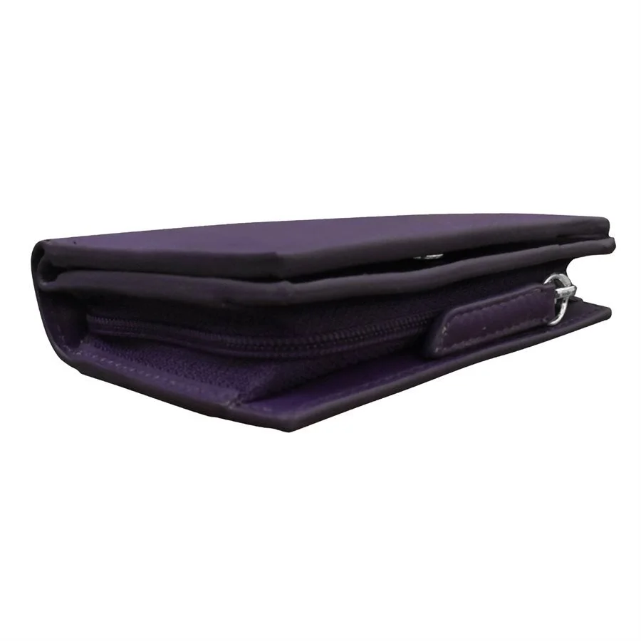 purple leather small snap wallet