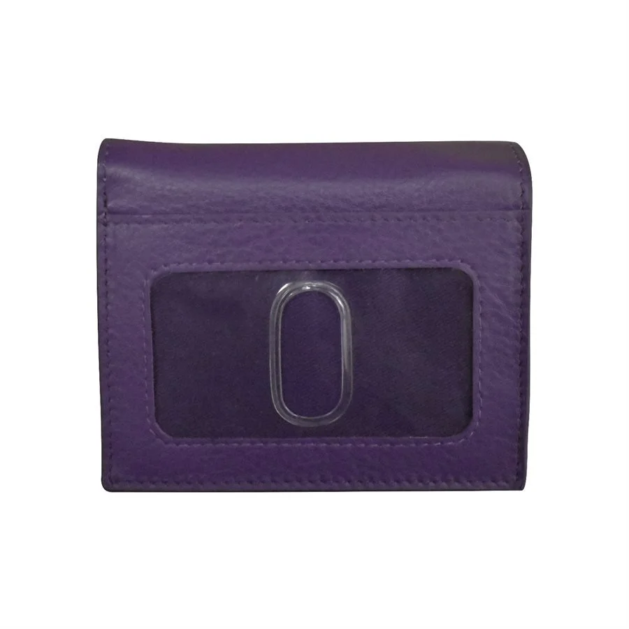 purple leather small snap wallet