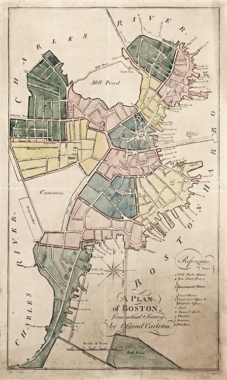 1805 antique boston massachusetts map