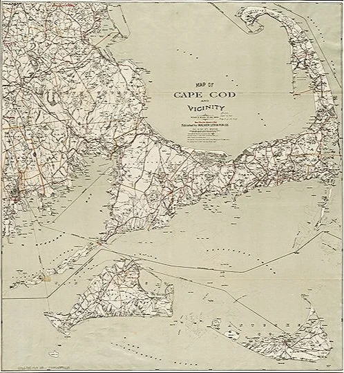 1909 antique cape cod massachusetts map