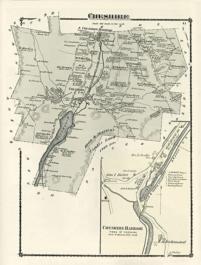 Cheshire Massachusetts Antique Berkshire Map