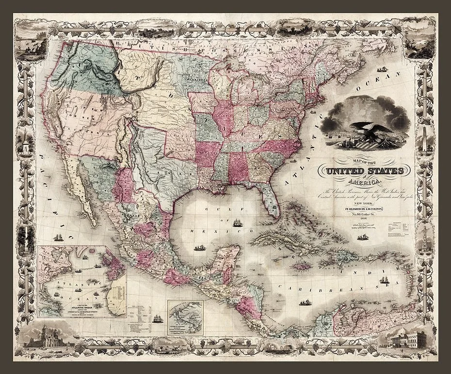1850 America Antique Map