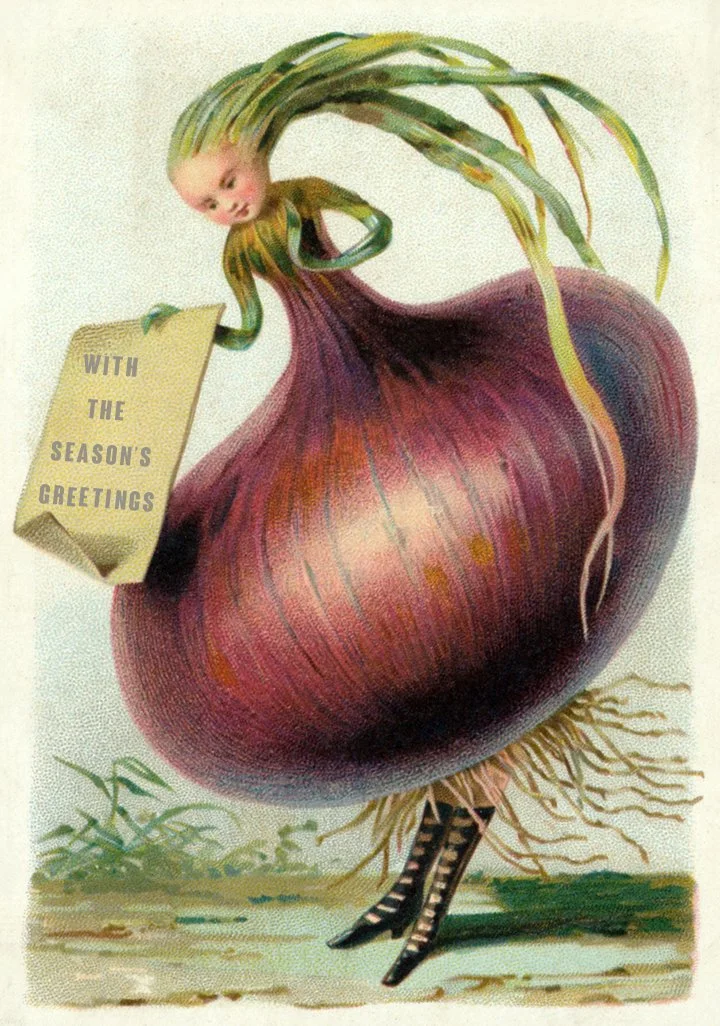 Onion Girl Antique Postcard Vintage Ephemera Print