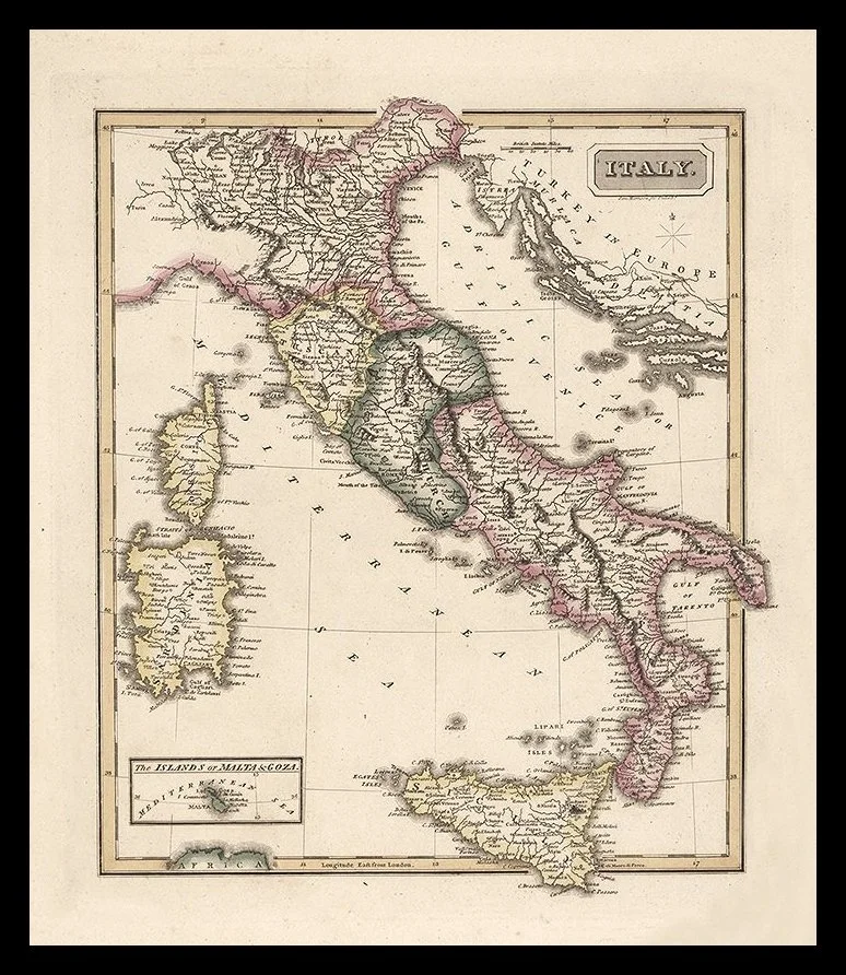 1819 antique italy map