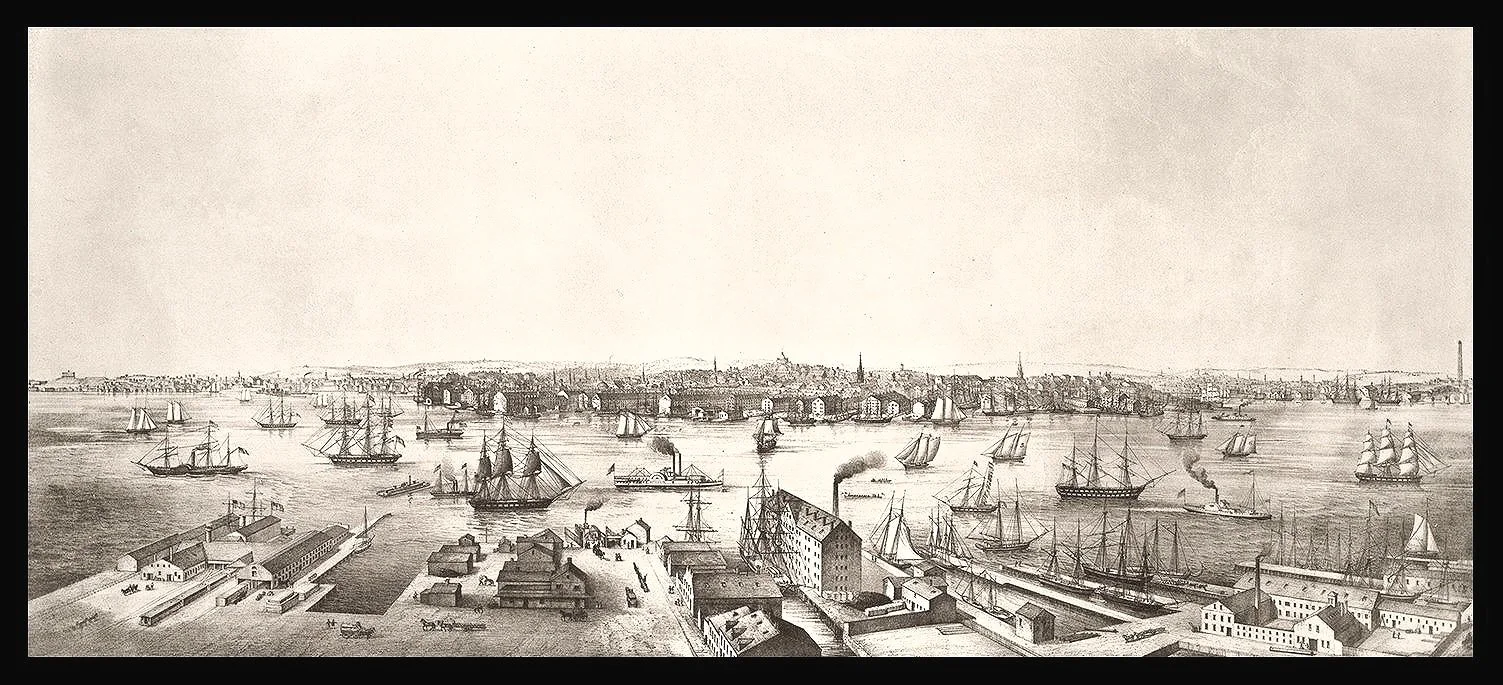 1848 Antique Boston Shoreline Print