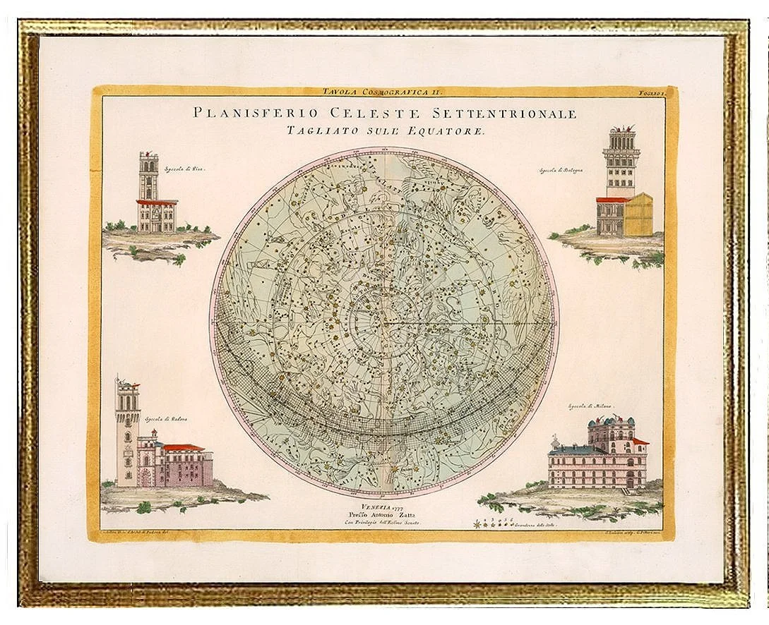 1777  Planisferio Celeste Settenrionale Solar System Antique Celestial Map