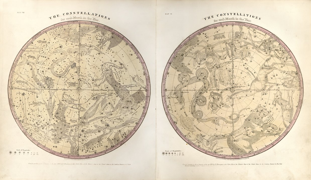 1859 Celestial Antique Map