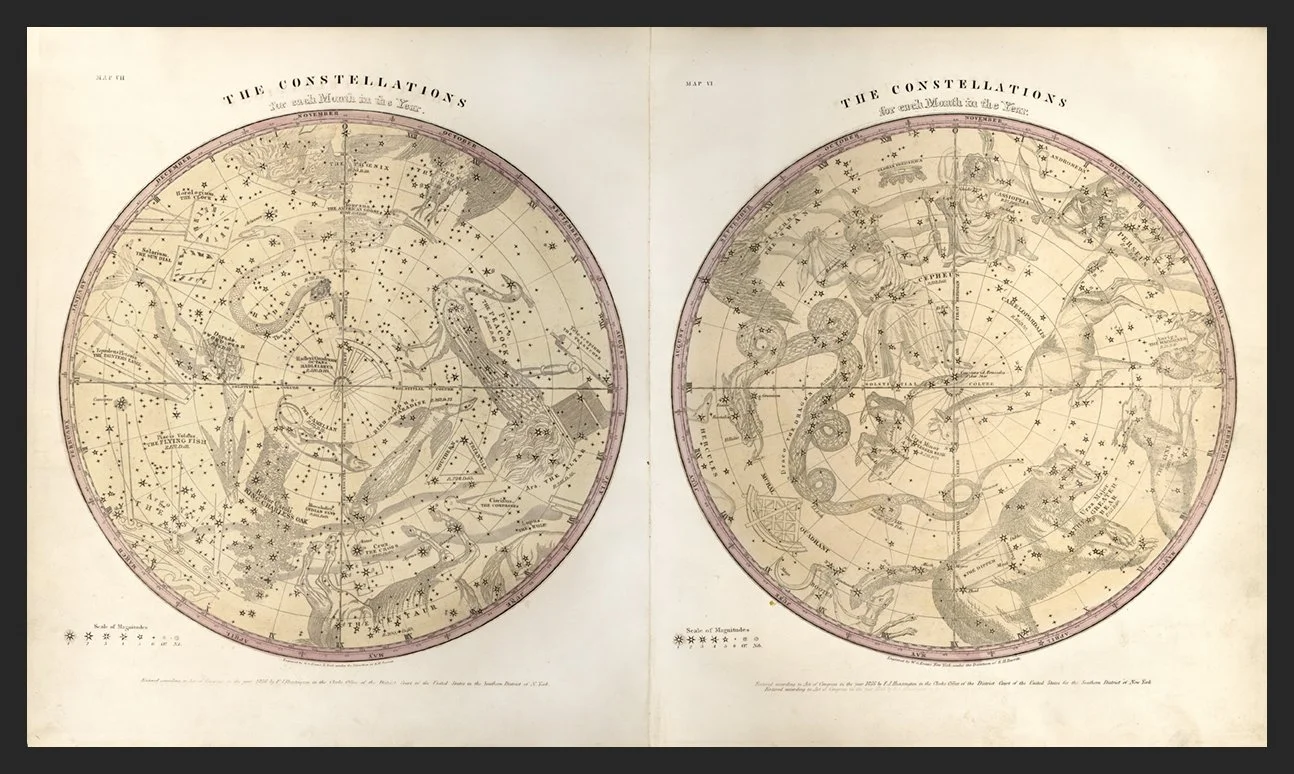 1859 Celestial Antique Map