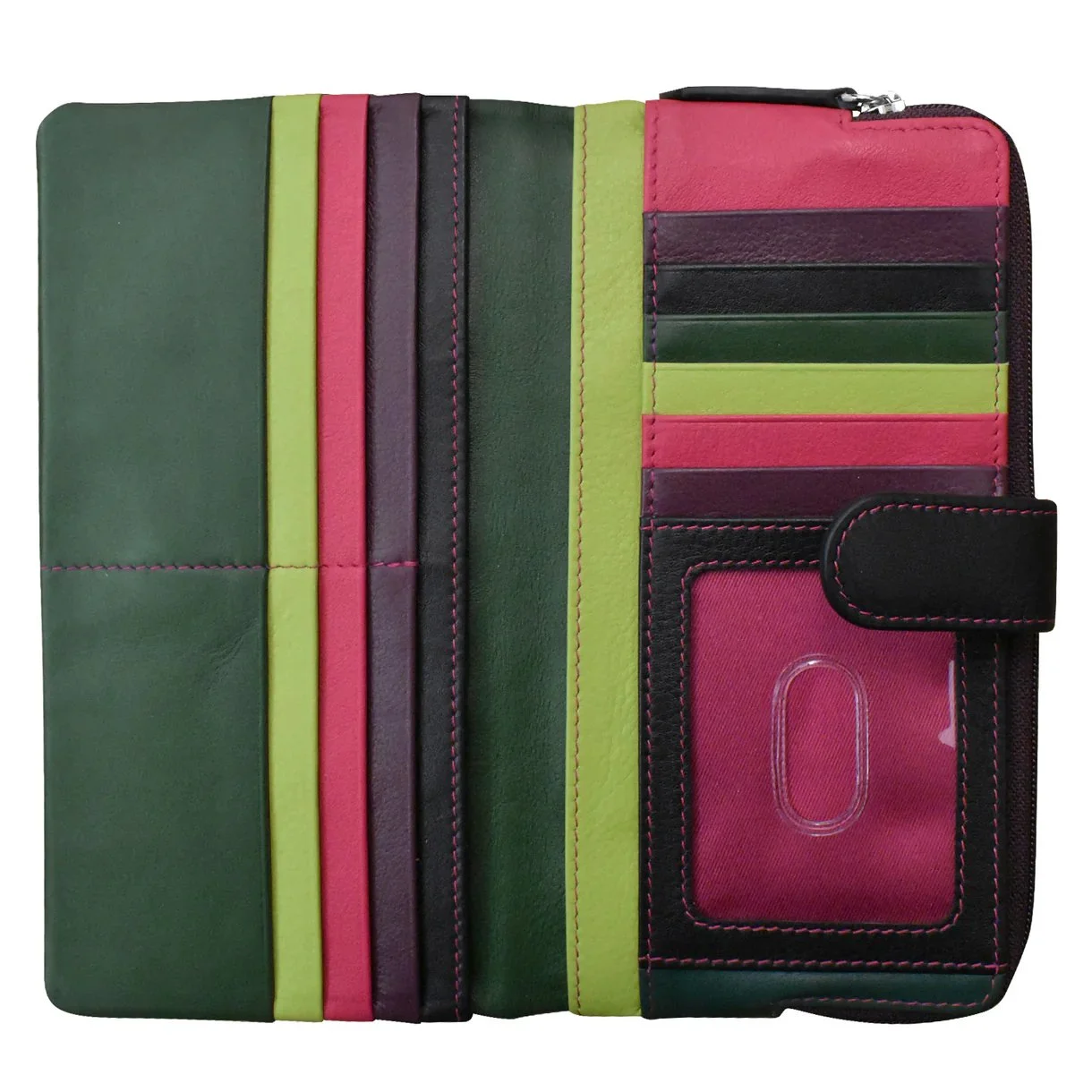 multi color leather wallet with snap closure — MUSEUM OUTLETS