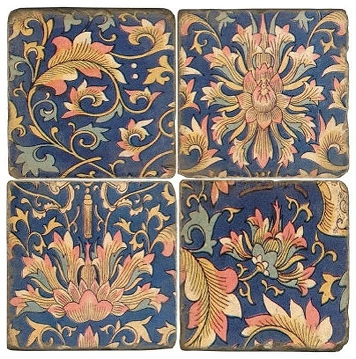 blue chinoise tumbled marble coasters