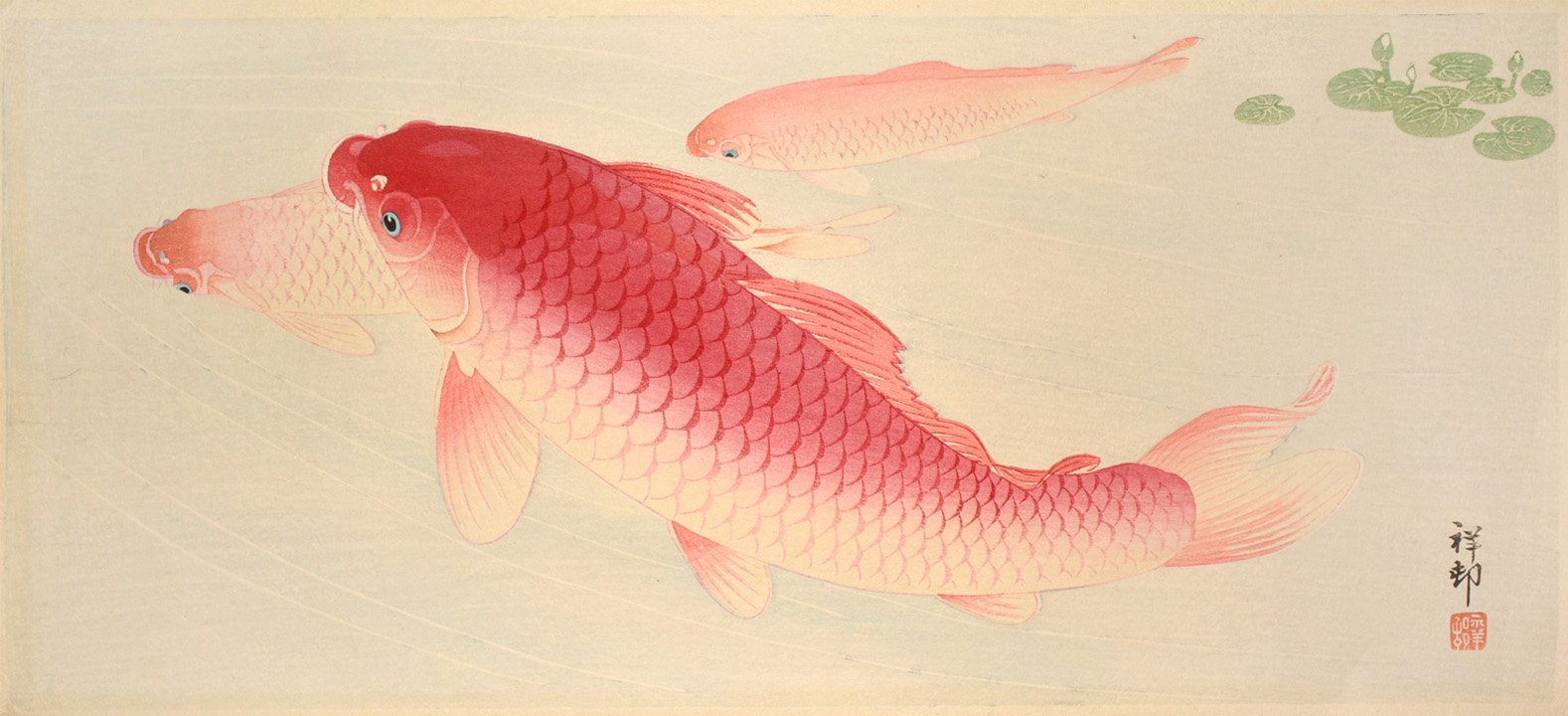 koi antique asian print