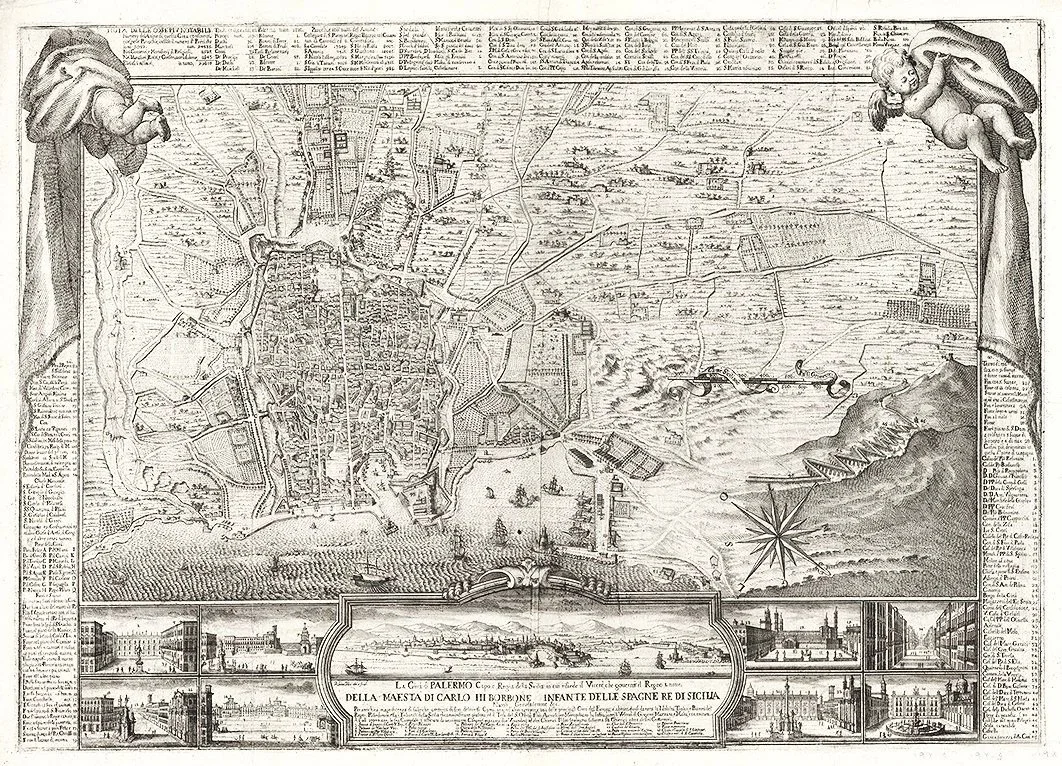 Palmero Italy Antique Map