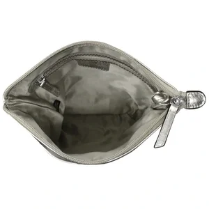 Silver Metallic Leather Satchel Crossbody Small Handbag — MUSEUM