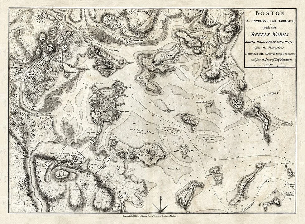 1777 Boston Massachusetts Antique Map