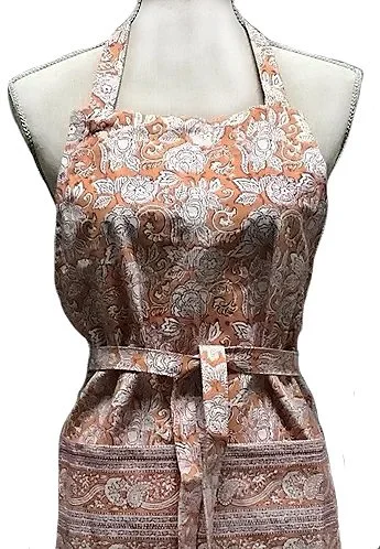 rashmi orange hand block printed apron