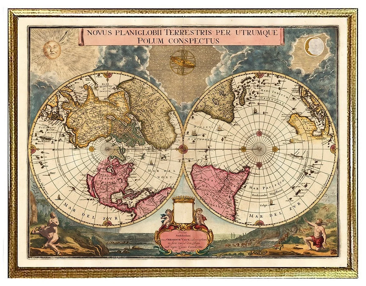 1694 Old World Map Antique Map
