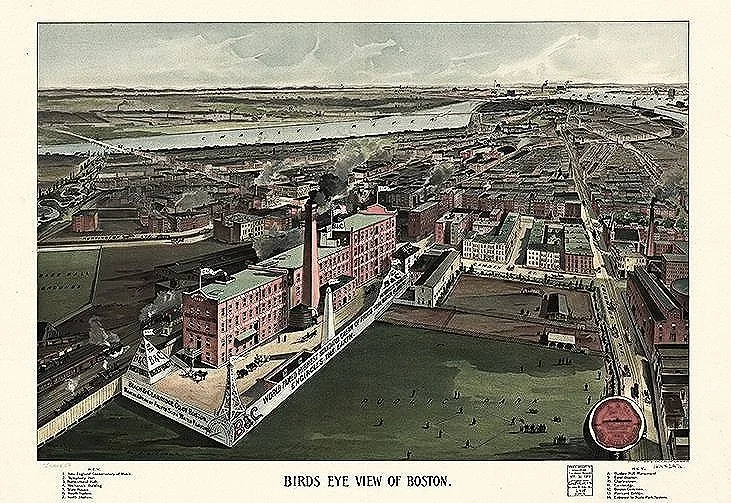 1902 birds eye view of boston massachusetts