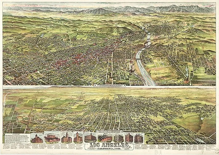 1894 Los Angeles Antique California Map