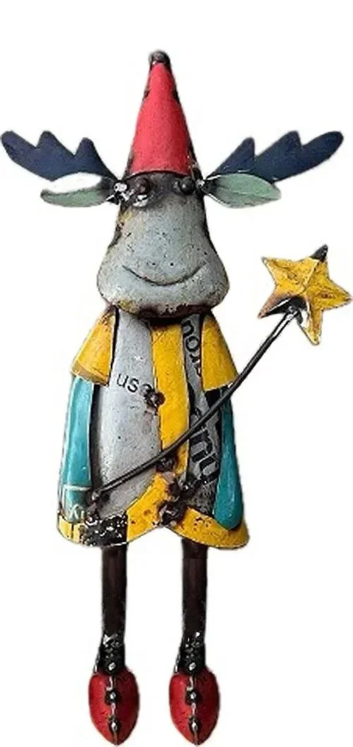 recycled metal moose christmas decoration