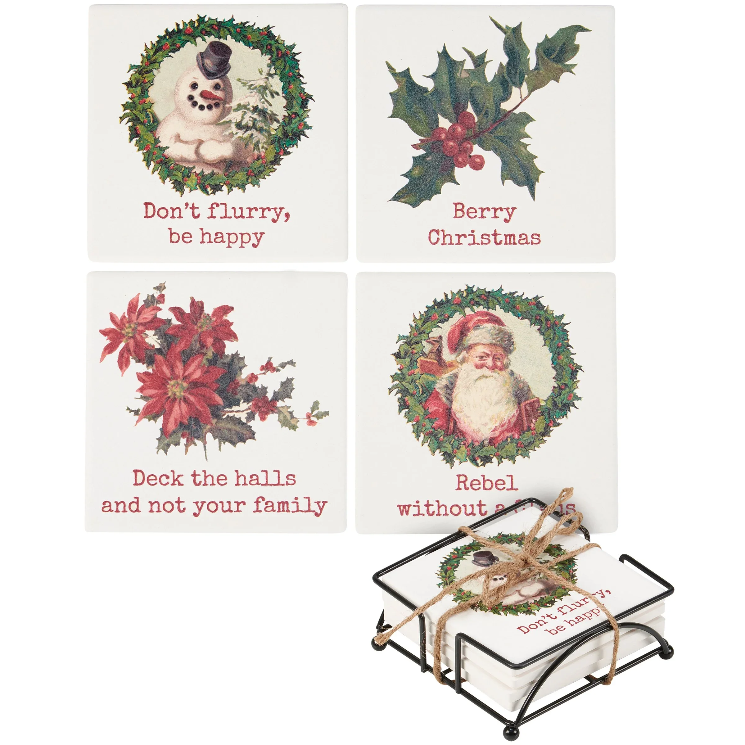 christmas puns holiday coasters
