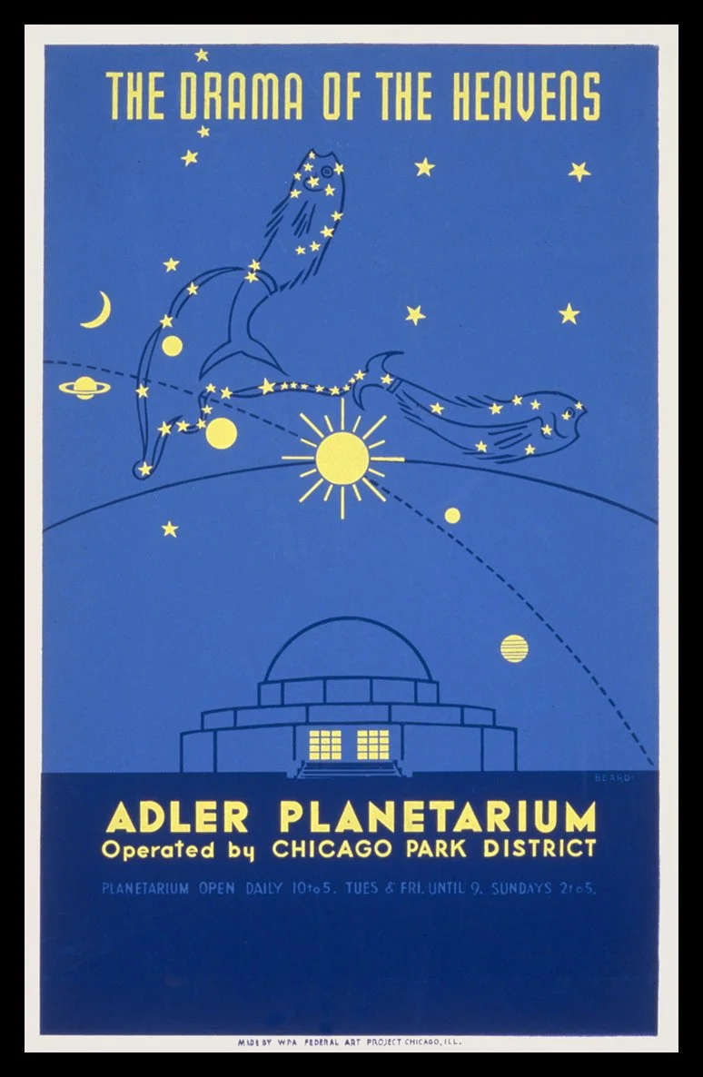 Adler Planetarium Heavens Vintage WPA Poster
