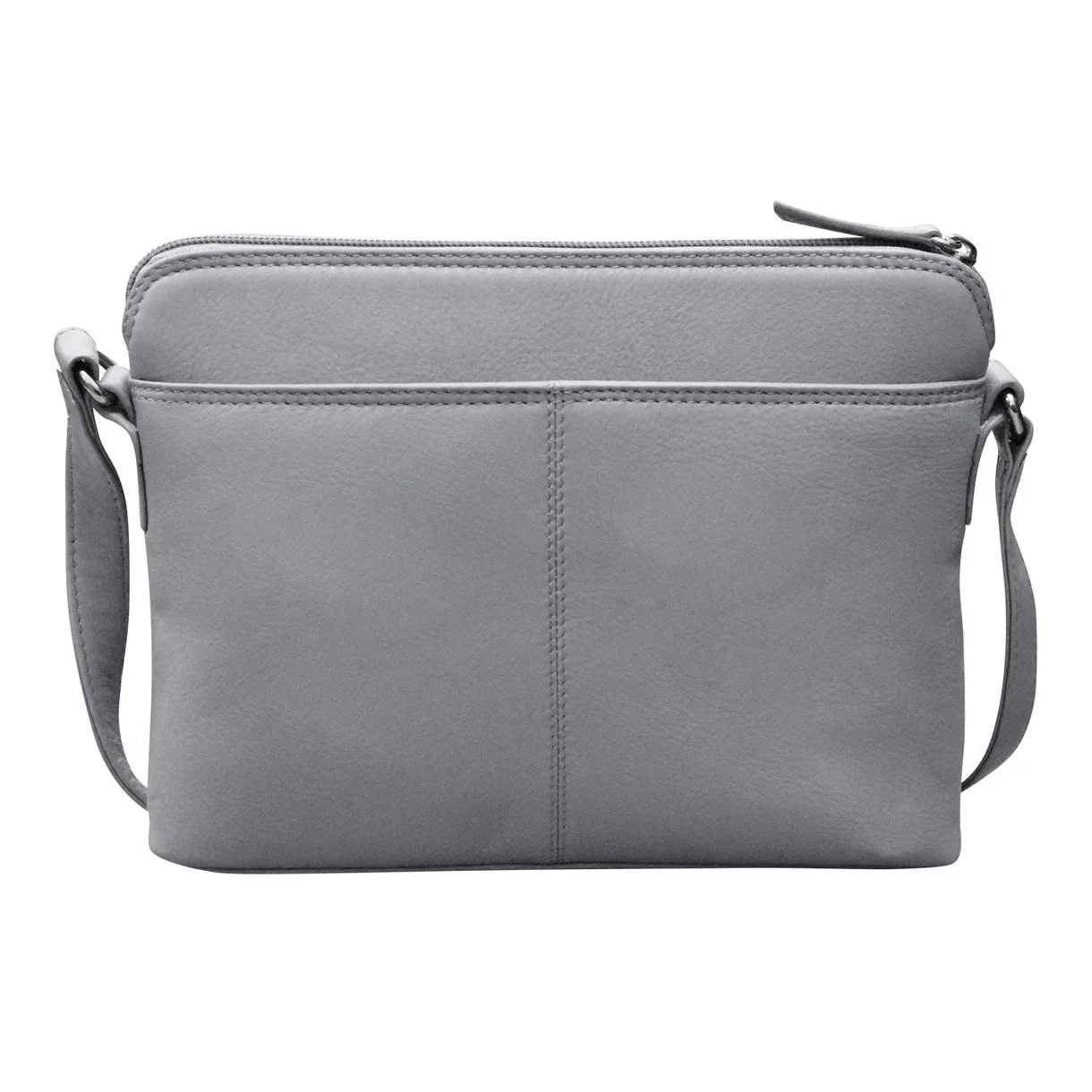 cool grey leather crossbody organizer handbag
