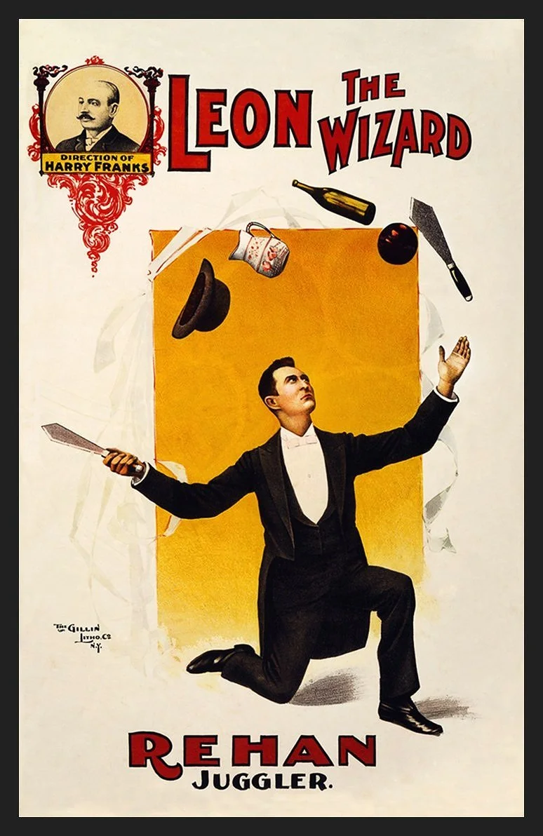 Leon the Wizard Juggler Vintage Magic Posters