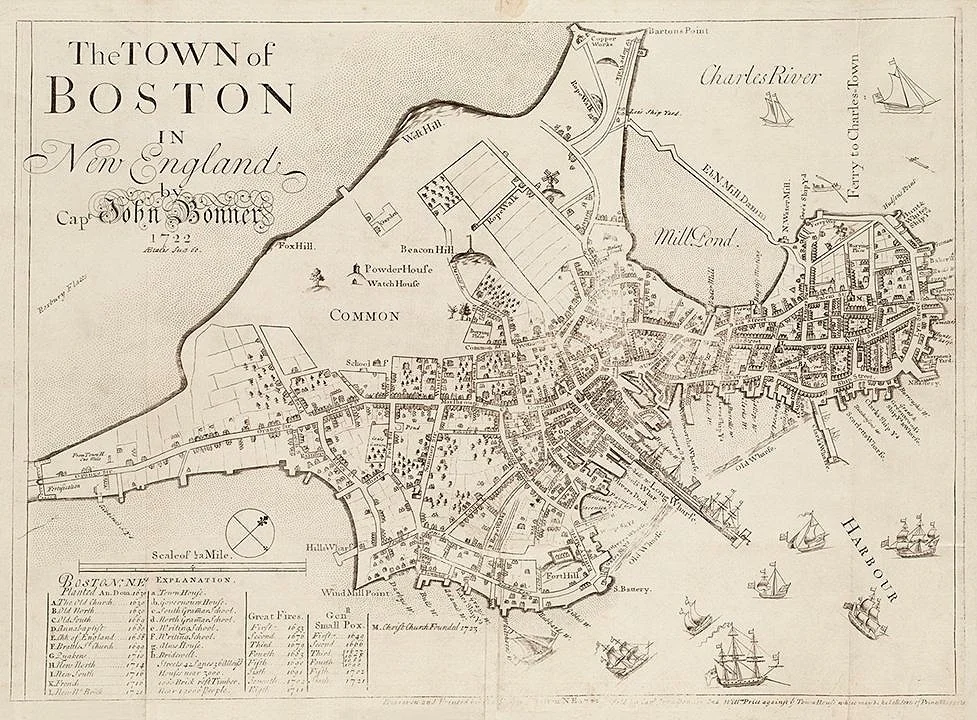 1722 Antique Boston Map