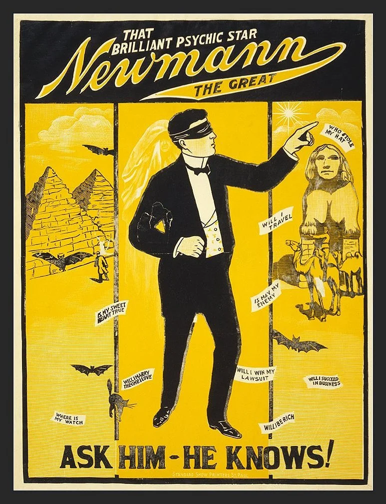 Newmann the Great Psychic Star Vintage Magic Poster