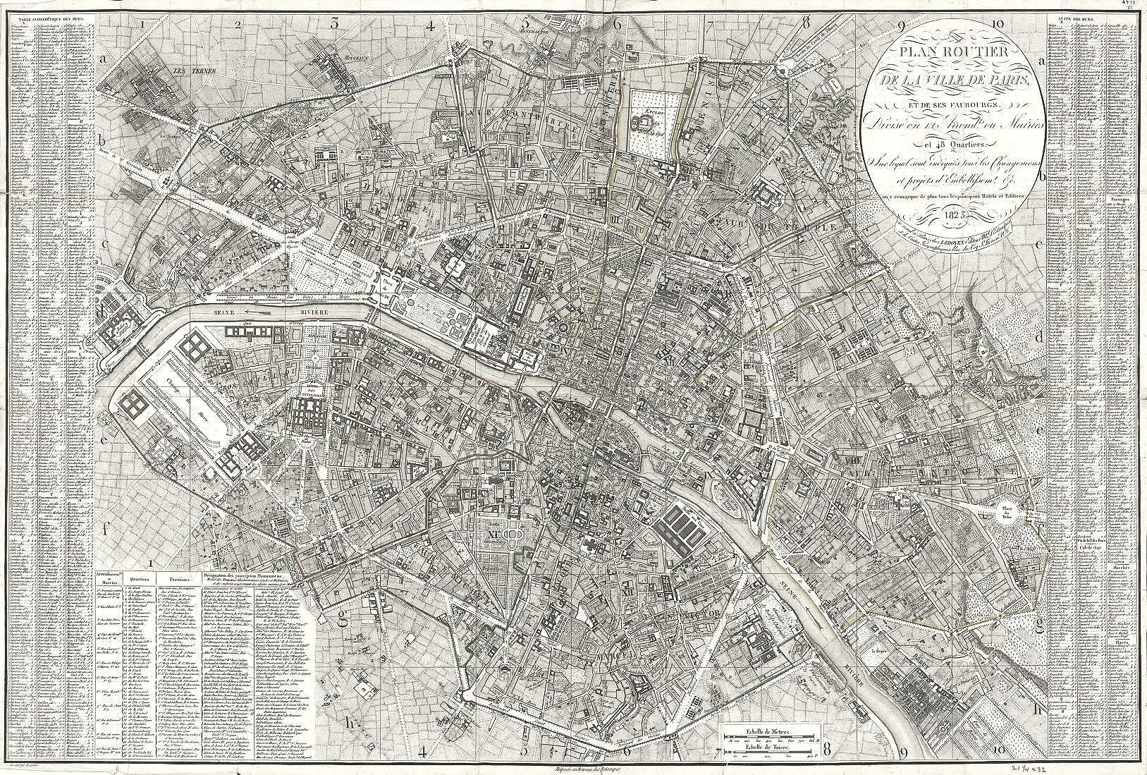 1823 Paris Map Print