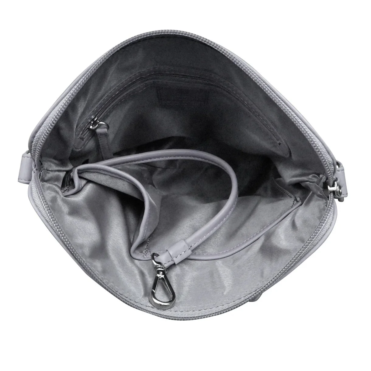 cool grey leather crossbody organizer handbag